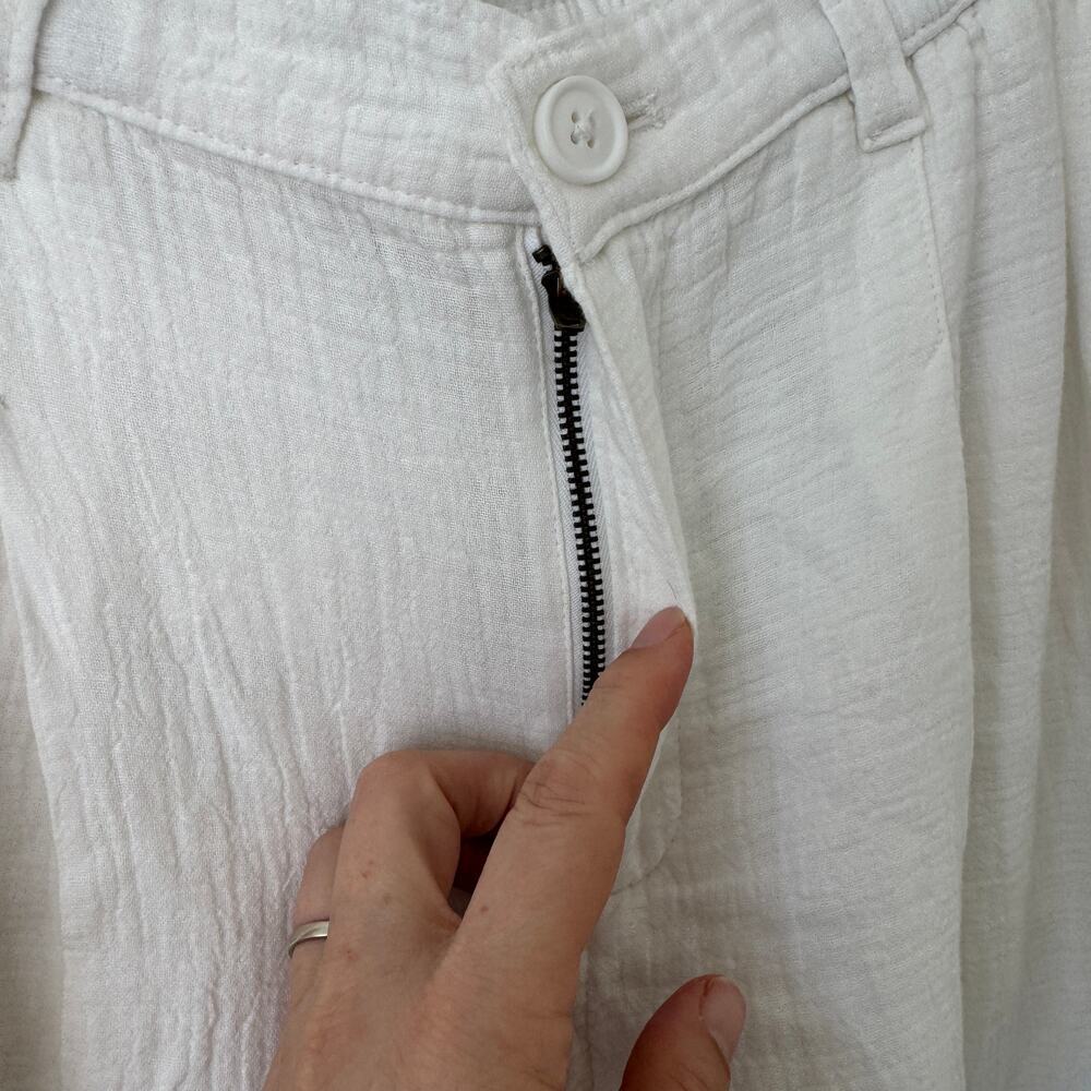 Aerie Women's White Daybreak Trouser Wide Leg Cotton Large NEW - Picture 2 of 12